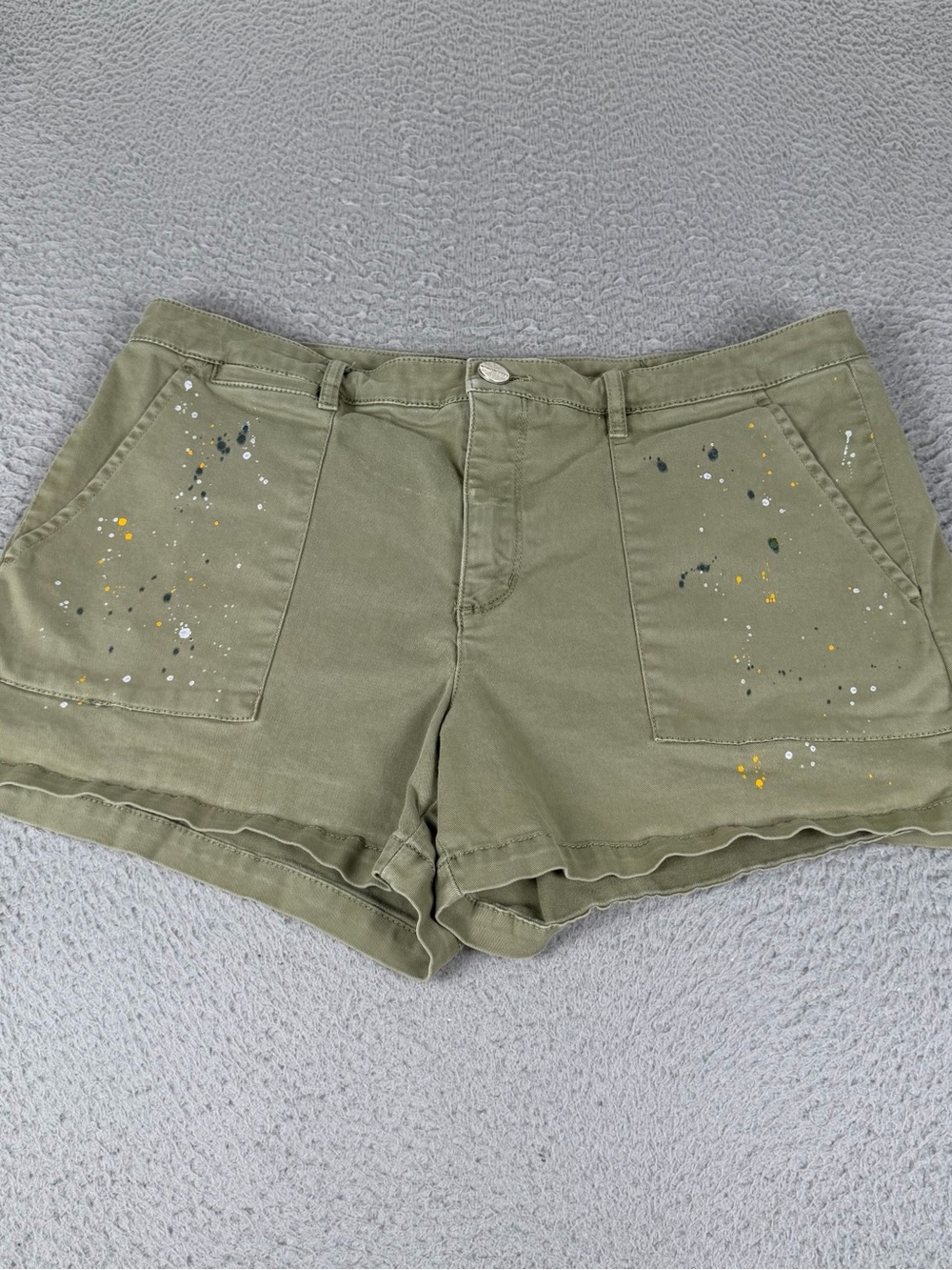 Sanctuary Shorts Mens 30 Green Paint Splatters Standard Surplus Outdoors Preppy